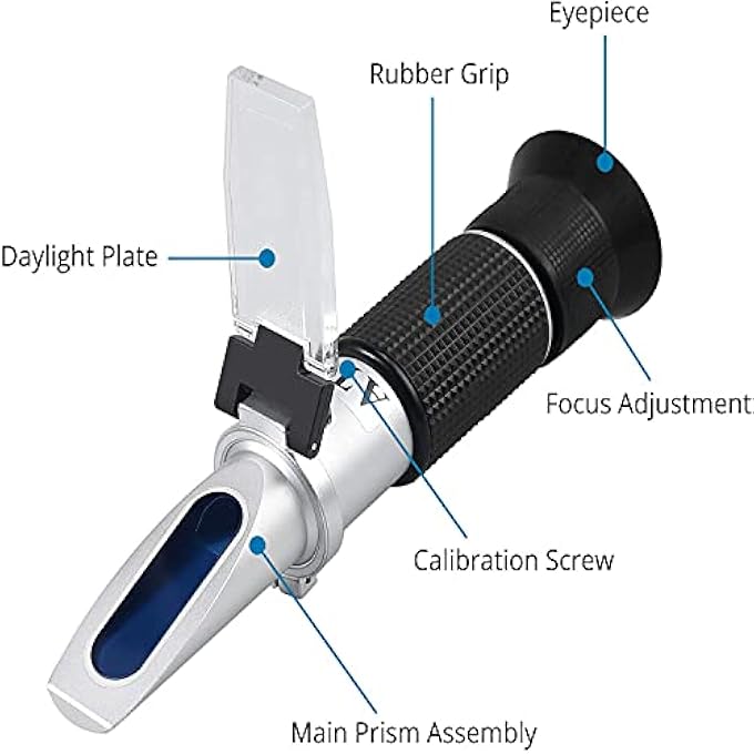 AOKUY ANTIFREEZE REFRACTOMETER, HAND REFRACTOMETER, COOLANT TESTER FOR ETHYLENE GLYCOL, PROPYLENE GLYCOL, FREEZING POINT OF COOLING WATER WINDSCREEN WATER ADBLUE BATTERY ACID, UREA CONCENTRATION OF - Image 4